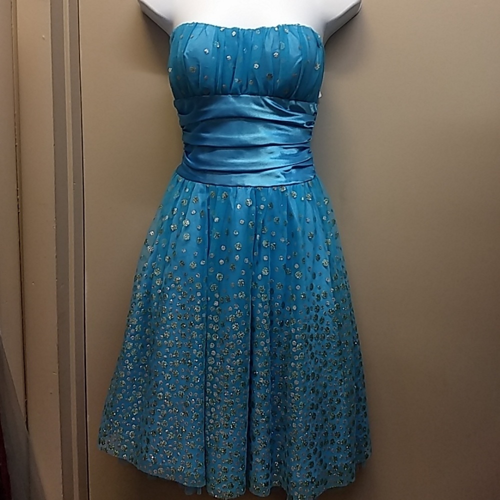 Party Dress Turquoise to Glitter Sz 3/4